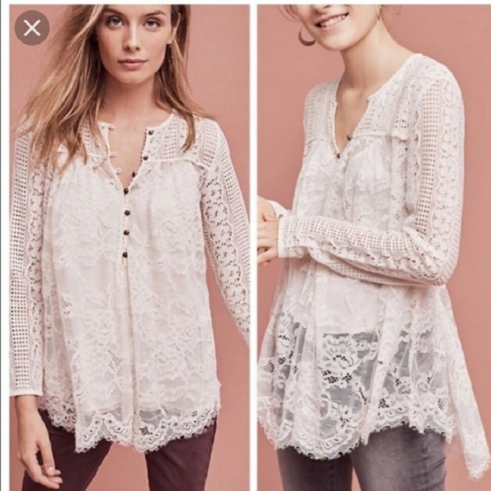 Anthropologie Floreat Lace Top